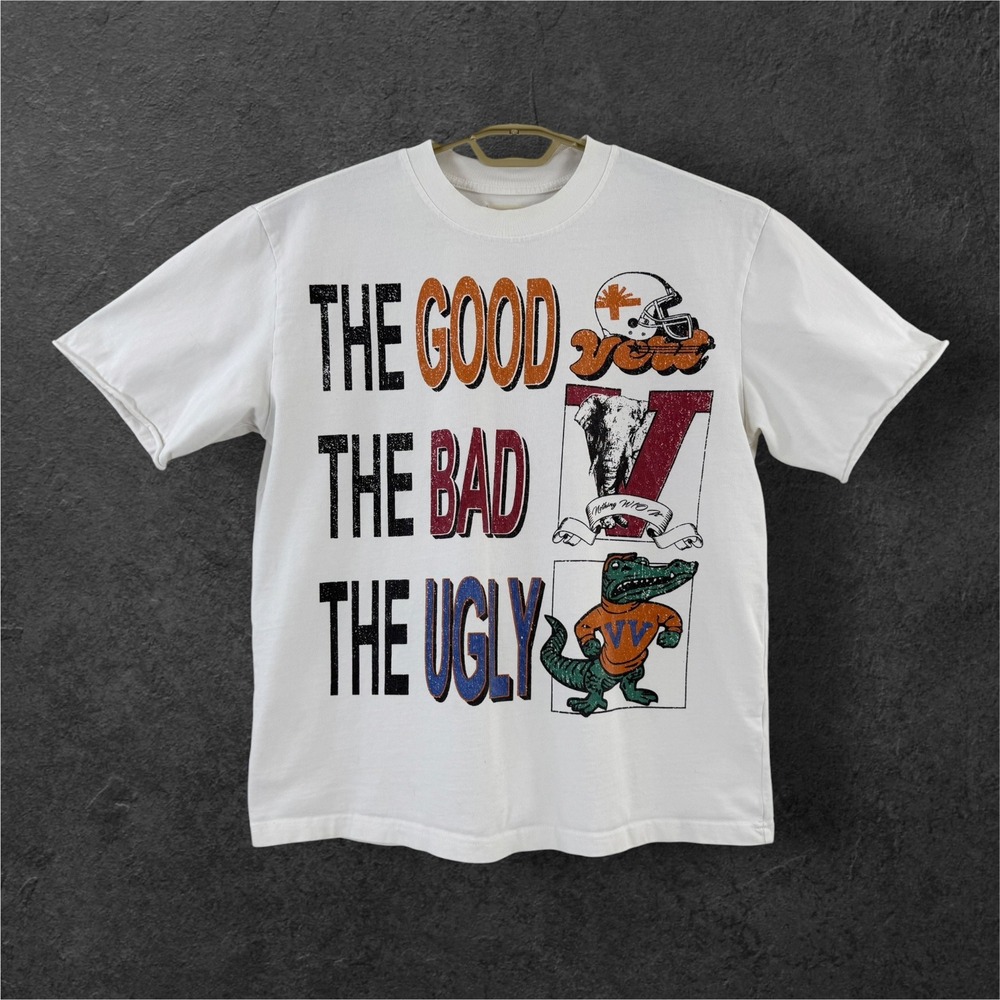Vertabrae The Good The Bad The Ugly Graphic Tee White Mens Large Distressed USA